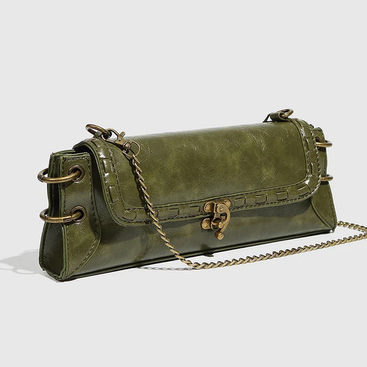Lina Lockette Chain Bag - Olive Gold