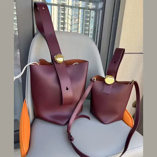 Bellini Polished Barrel Bag -  Crushed Wine