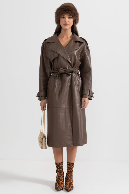 Valencia Belted Trench Coat – Cocoa Leather