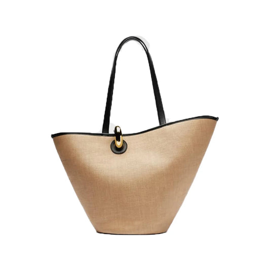 Isola Hourglass Ring Bag - Woven Beige