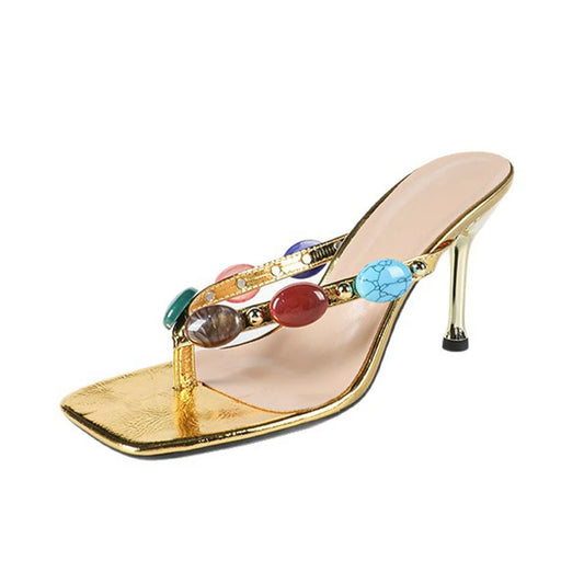 Soleil Gem Stiletto - Golden Mixed Gemstone