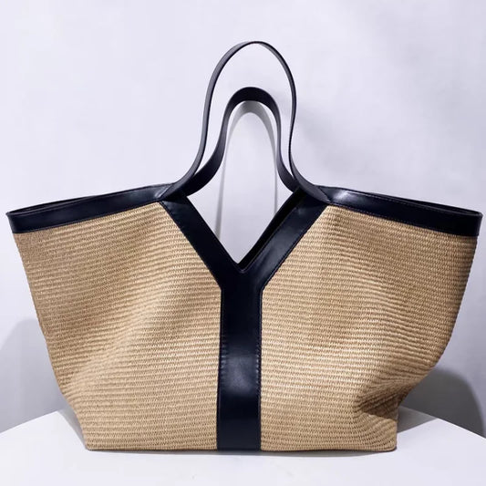 Yas Woven Beach Day Bag - Black
