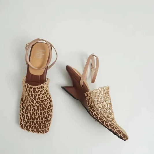 Nataša Net Sandal Mule - Honeycomb Nude