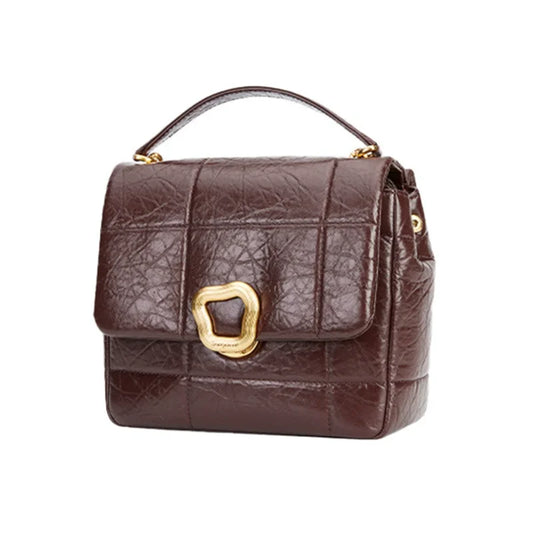Leona Quilted Buckle Bag - Cocoa Brown