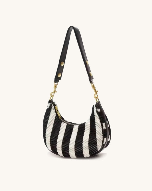 Cleo Stripe Woven Crescent Bag