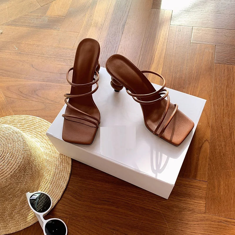 Sculpted Three Sphere Sandal - Chestnut Leather