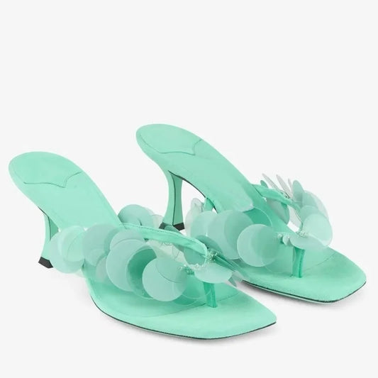Aqua Bloom Stiletto Sandals - Mint Green