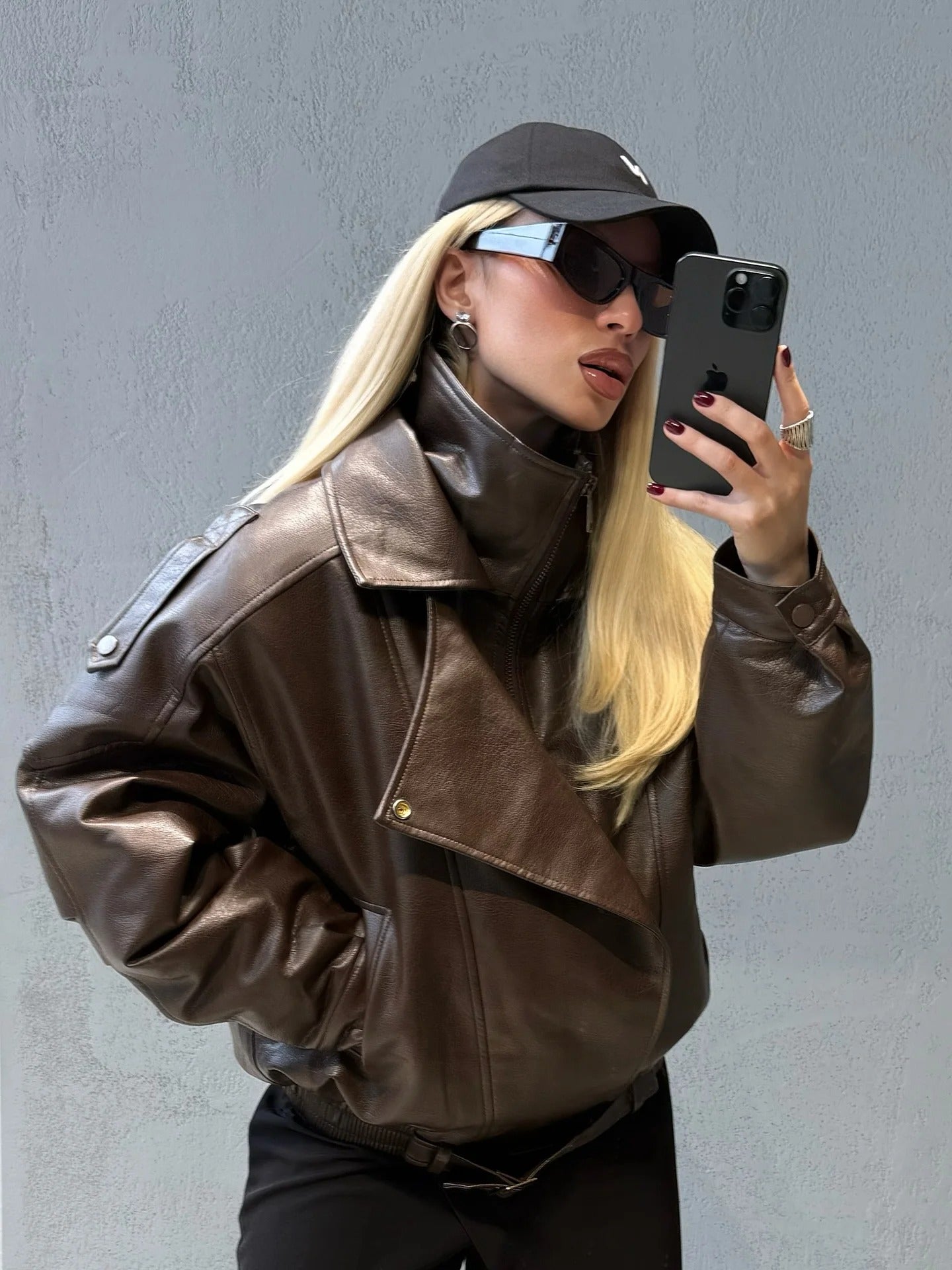 Denise Belted Leather Jacket